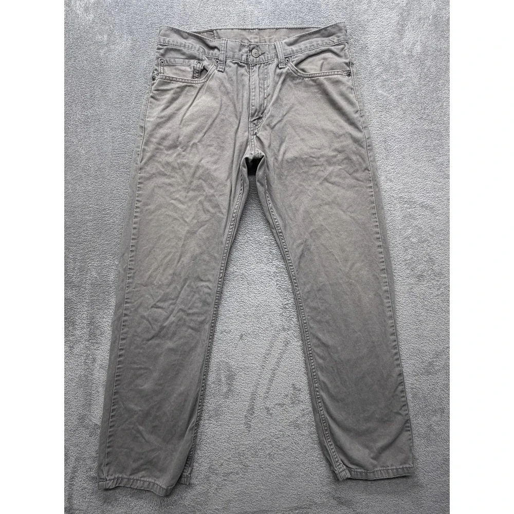 Levis 514 Jeans Mens Measured 33x28 Gray Straight Leg 100% Cotton Denim‎ Casual
